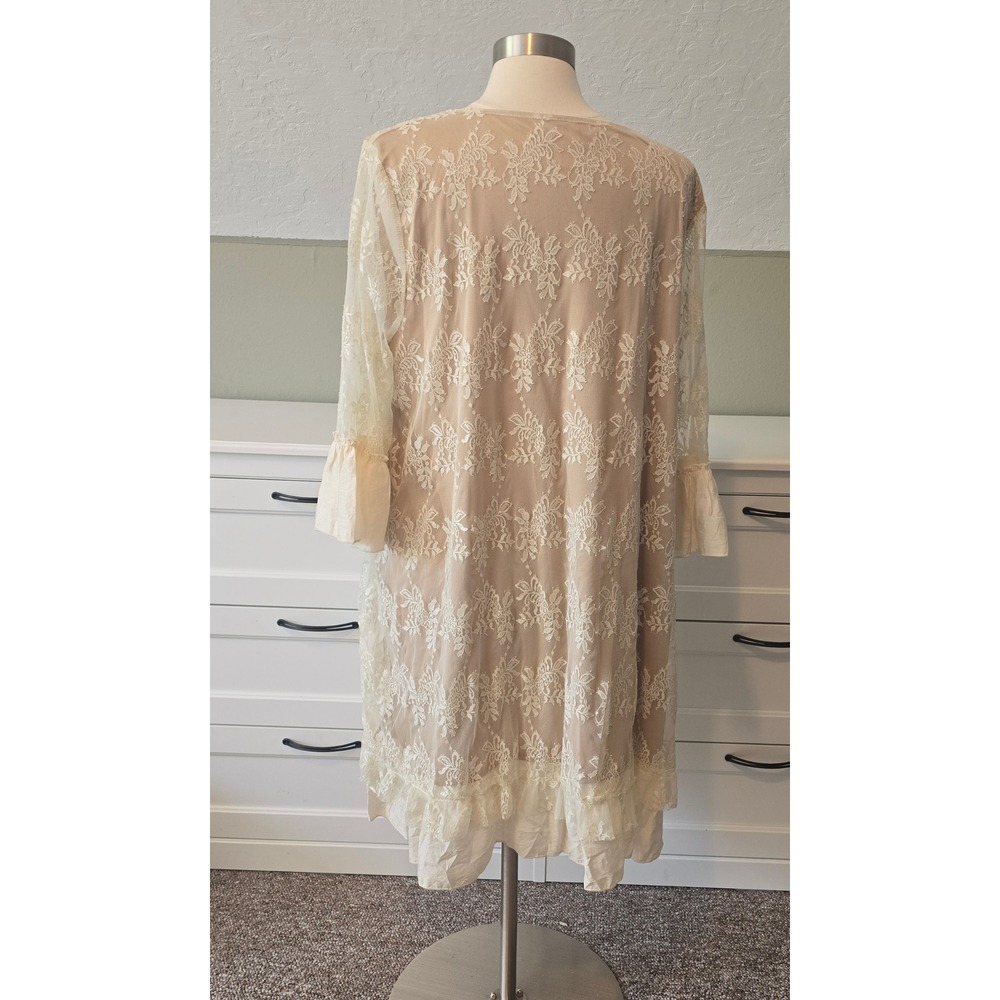 Paisley Vine 1X Lagenlook Tunic Dress Lace Ruffle Tunic Romantic Elegant Boho - Picture 4 of 7